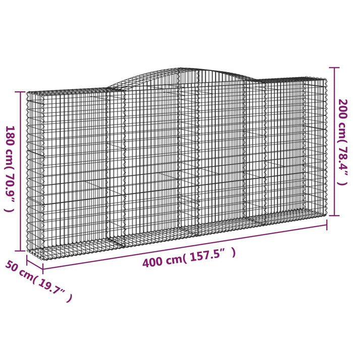 Cesti Gabbioni ad Arco 10 pz 400x50x180/200 cm Ferro Zincato 3147056