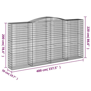 Cesti Gabbioni ad Arco 2 pz 400x50x200/220 cm Ferro Zincato 3147061