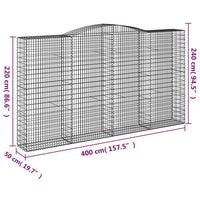 Cesti Gabbioni ad Arco 4 pz 400x50x220/240 cm Ferro Zincato 3147076