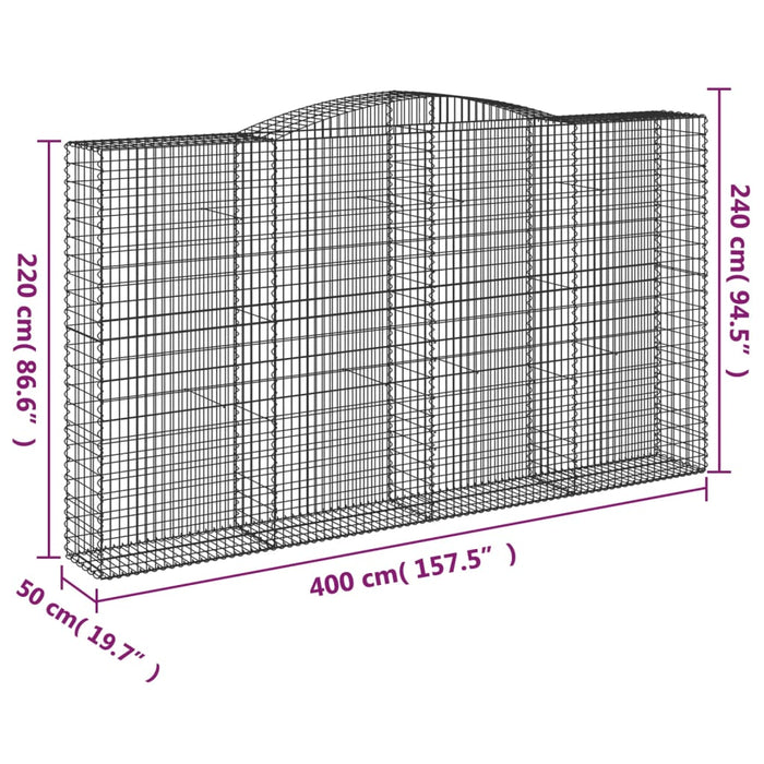 Cesti Gabbioni ad Arco 4 pz 400x50x220/240 cm Ferro Zincato 3147076