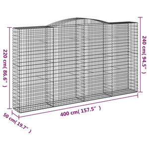 Cesti Gabbioni ad Arco 8 pz 400x50x220/240 cm Ferro Zincato 3147080