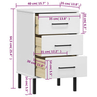 Comodino con Gambe in Metallo Bianco Legno Massello Pino OSLO cod mxl 30190