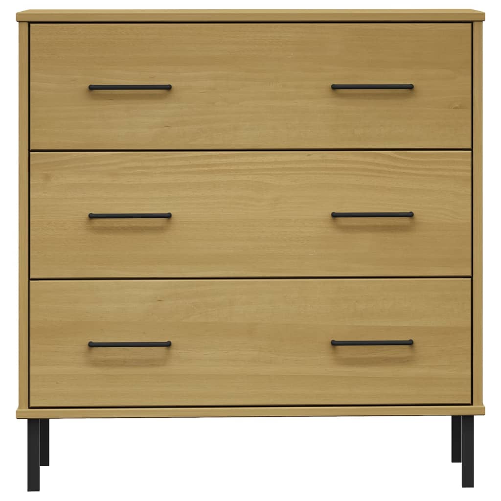 Credenza 3 Cassetti Marrone 77x40x79,5 cm Legno Massello OSLO 350979