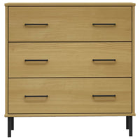 Credenza 3 Cassetti Marrone 77x40x79,5 cm Legno Massello OSLO 350979