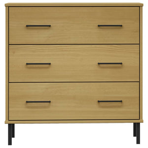 Credenza 3 Cassetti Marrone 77x40x79,5 cm Legno Massello OSLO 350979