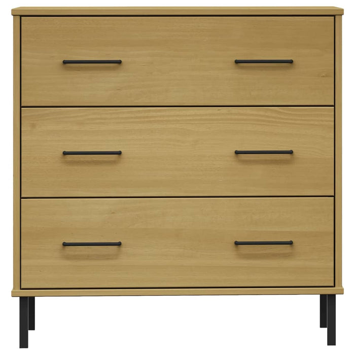 Credenza 3 Cassetti Marrone 77x40x79,5 cm Legno Massello OSLO 350979