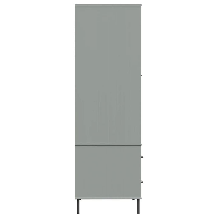 Armadio Gambe Metallo Grigio 90x55x172,5 cm Legno Massello OSLO 350989