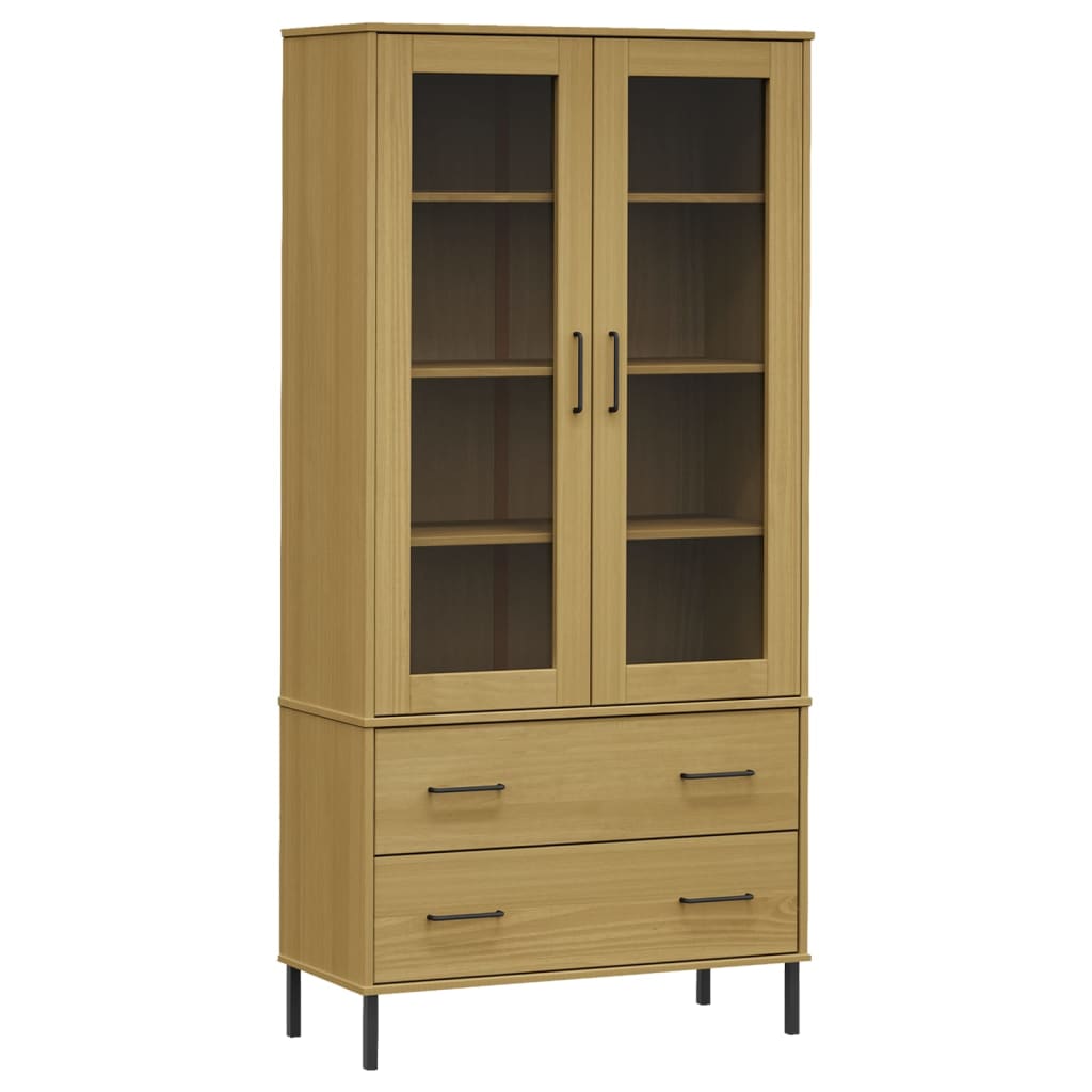 Libreria con Gambe Metallo Marrone 85x35x172,5 cm Massello OSLO 350991