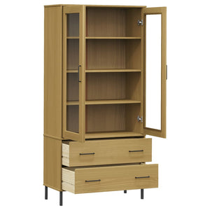 Libreria con Gambe Metallo Marrone 85x35x172,5 cm Massello OSLO 350991