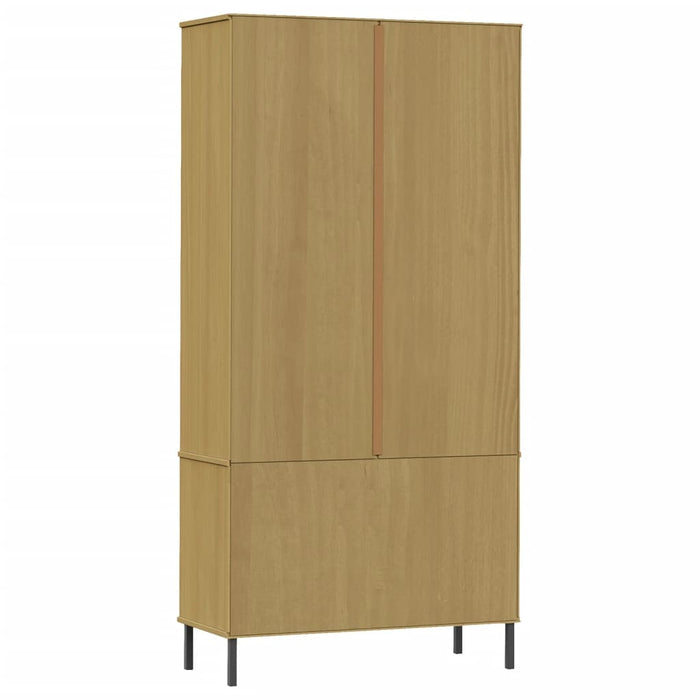 Libreria con Gambe Metallo Marrone 85x35x172,5 cm Massello OSLO 350991