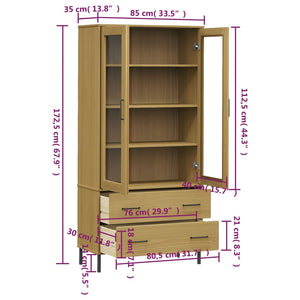 Libreria con Gambe Metallo Marrone 85x35x172,5 cm Massello OSLO 350991