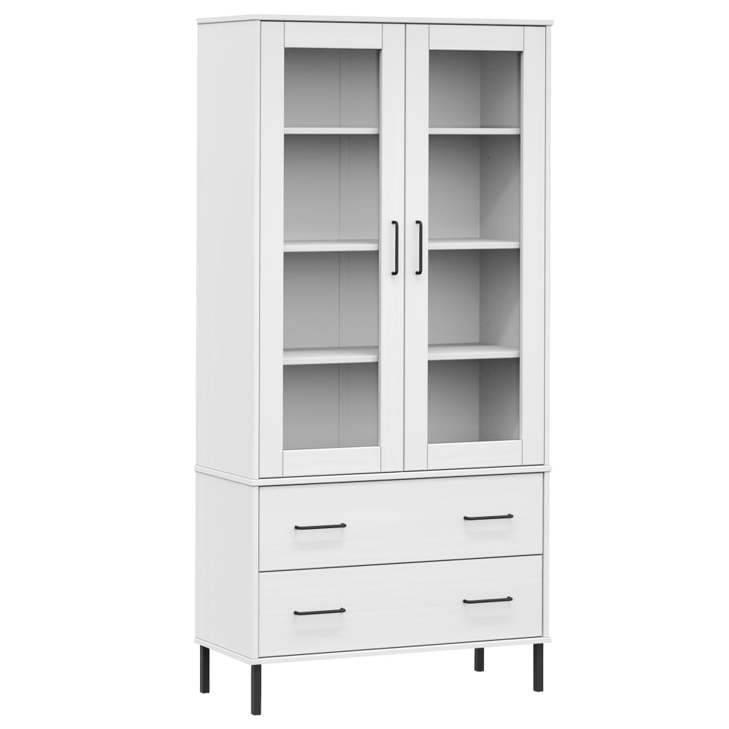 Libreria Gambe Metallo Bianco 85x35x172,5cm Legno Massello OSLO 350993