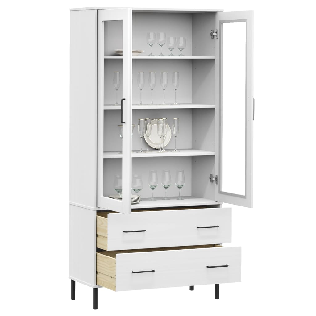 Libreria Gambe Metallo Bianco 85x35x172,5cm Legno Massello OSLO