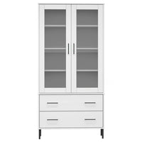 Libreria Gambe Metallo Bianco 85x35x172,5cm Legno Massello OSLO 350993