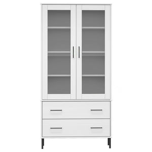 Libreria Gambe Metallo Bianco 85x35x172,5cm Legno Massello OSLO 350993