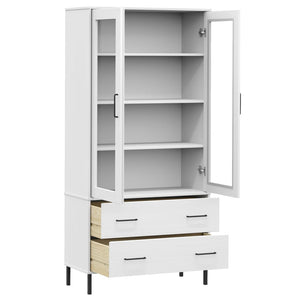 Libreria Gambe Metallo Bianco 85x35x172,5cm Legno Massello OSLO