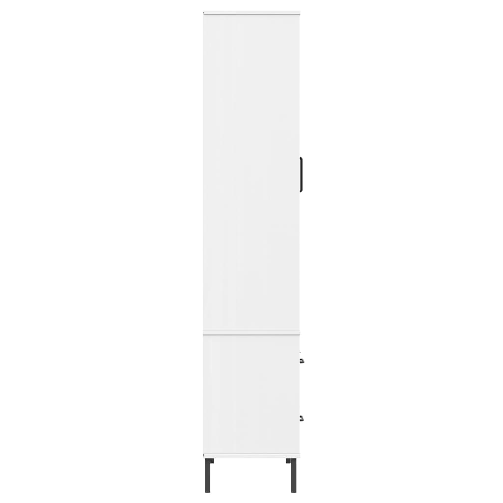 Libreria Gambe Metallo Bianco 85x35x172,5cm Legno Massello OSLO