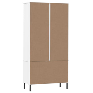 Libreria Gambe Metallo Bianco 85x35x172,5cm Legno Massello OSLO 350993