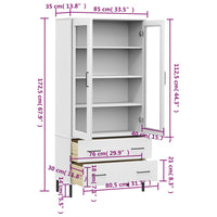 Libreria Gambe Metallo Bianco 85x35x172,5cm Legno Massello OSLO 350993