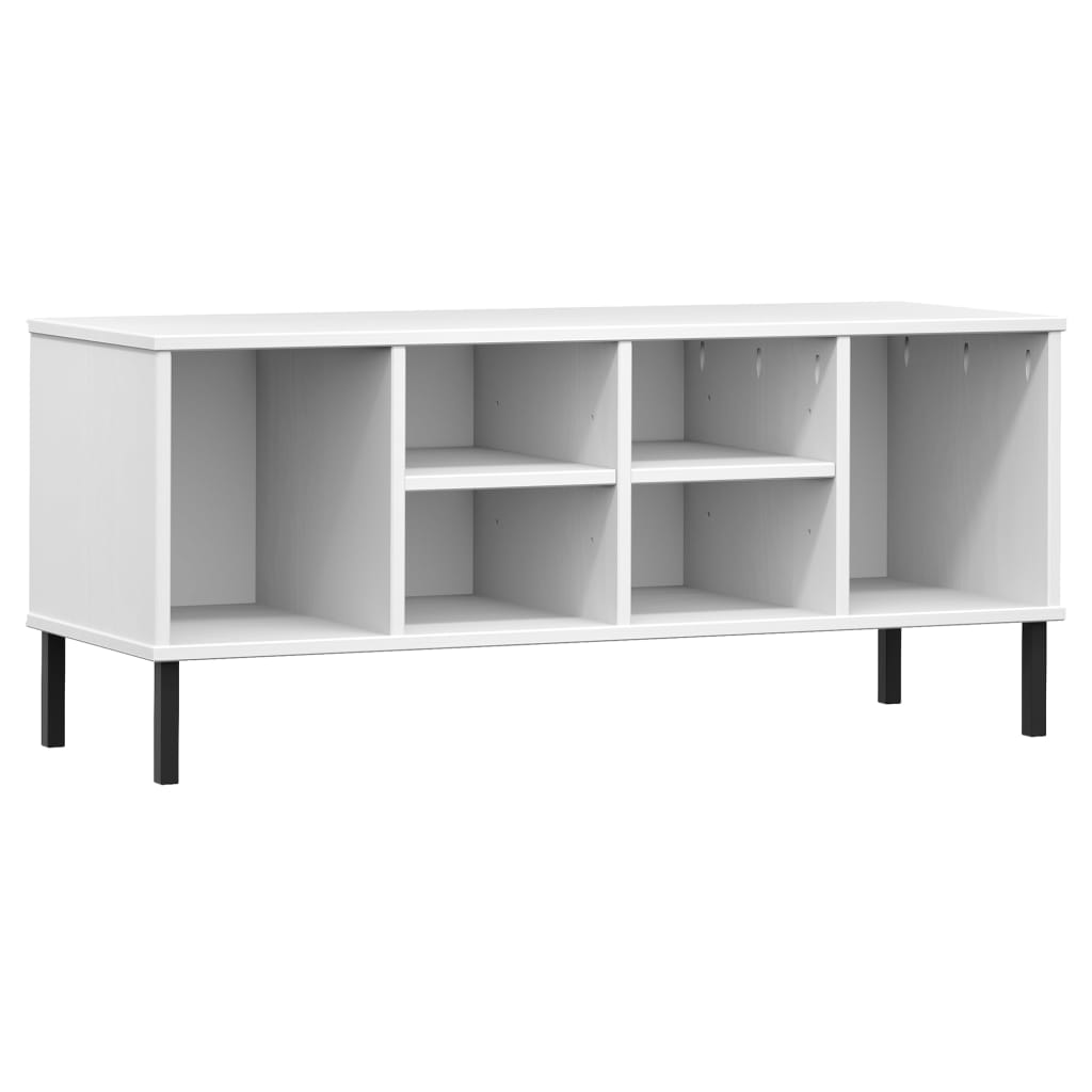 Scarpiera Gambe Metallo Bianco 106x35x45cm Legno Massello OSLO