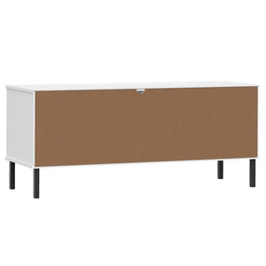 Scarpiera Gambe Metallo Bianco 106x35x45cm Legno Massello OSLO