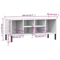 Scarpiera Gambe Metallo Bianco 106x35x45cm Legno Massello OSLO