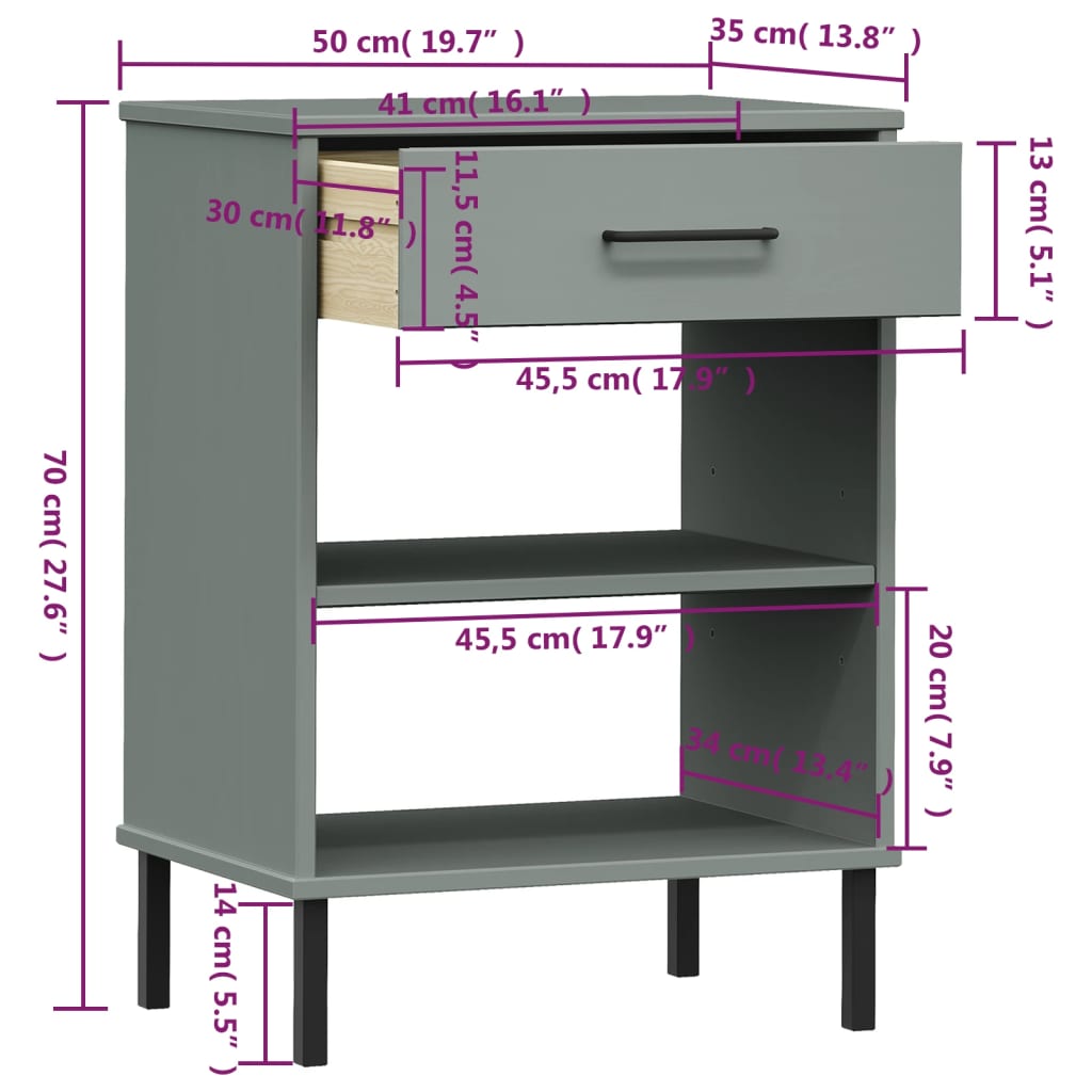 Mobile Consolle Gambe Metallo Grigio Legno Massello Pino OSLO cod mxl 27745