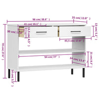 Mobile Consolle Gambe Metallo Bianco Legno Massello Pino OSLO cod mxl 27747