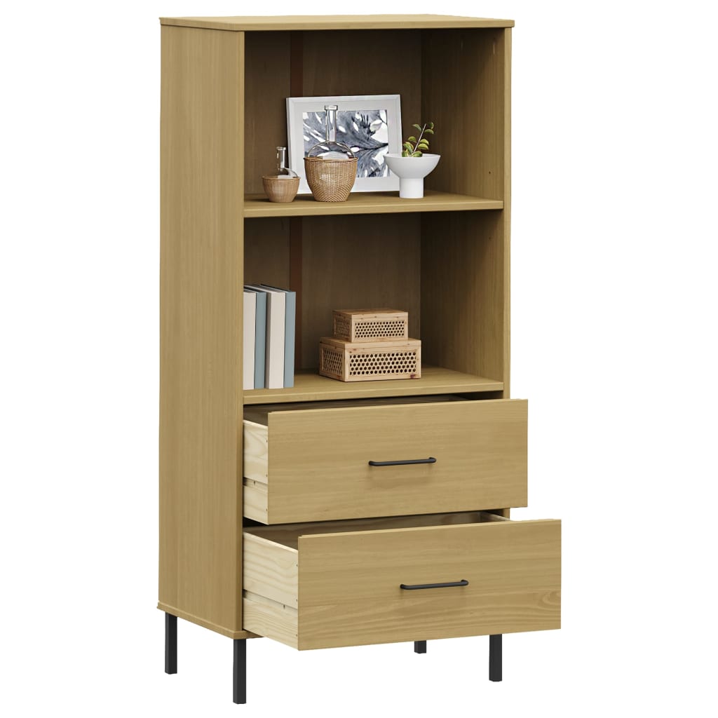 Libreria 2 Cassetti Marrone 60x35x128,5 cm Legno Massello OSLO