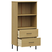 Libreria 2 Cassetti Marrone 60x35x128,5 cm Legno Massello OSLO