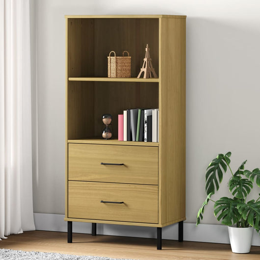 Libreria 2 Cassetti Marrone 60x35x128,5 cm Legno Massello OSLO