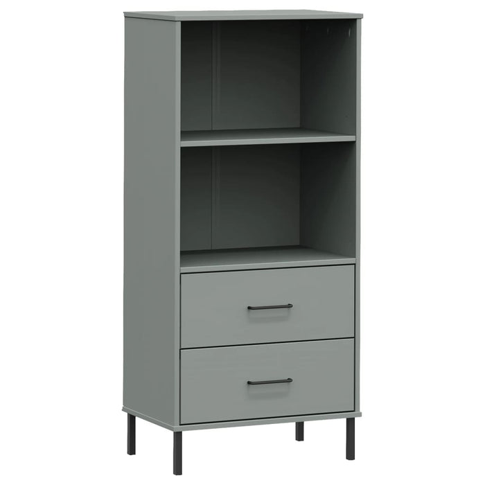 Libreria 2 Cassetti Grigio 60x35x128,5 cm Legno Massello OSLO