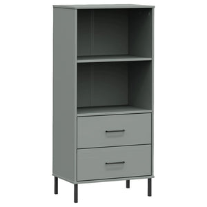 Libreria 2 Cassetti Grigio 60x35x128,5 cm Legno Massello OSLO 351010