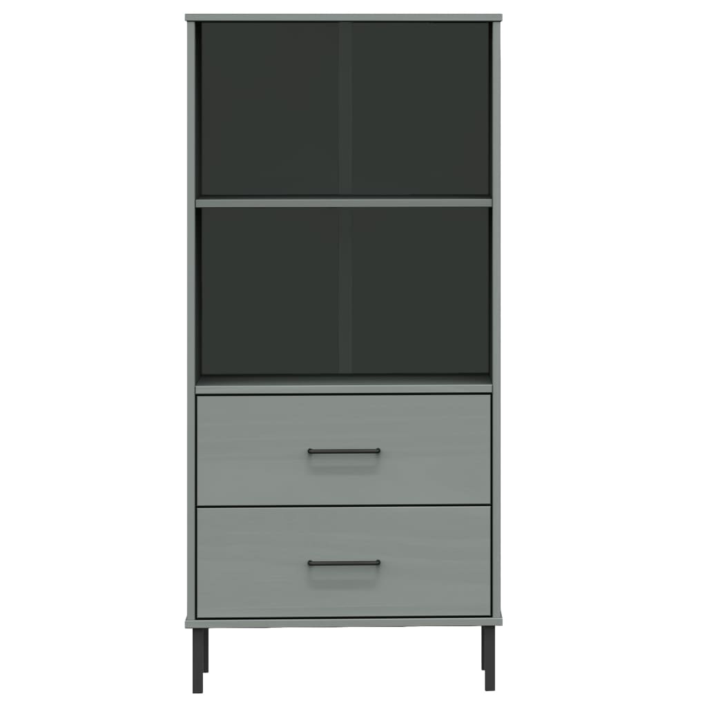 Libreria 2 Cassetti Grigio 60x35x128,5 cm Legno Massello OSLO