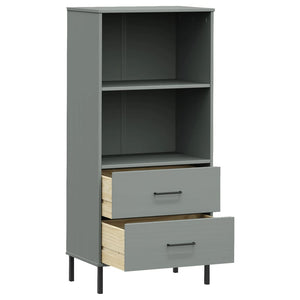 Libreria 2 Cassetti Grigio 60x35x128,5 cm Legno Massello OSLO