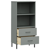 Libreria 2 Cassetti Grigio 60x35x128,5 cm Legno Massello OSLO 351010