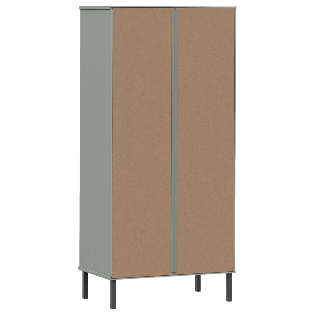 Libreria 2 Cassetti Grigio 60x35x128,5 cm Legno Massello OSLO