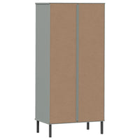 Libreria 2 Cassetti Grigio 60x35x128,5 cm Legno Massello OSLO