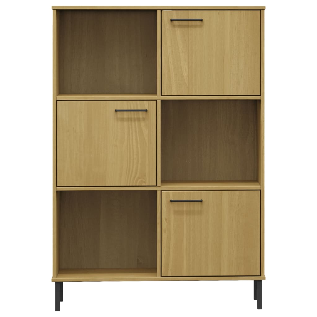 Libreria con Gambe Metallo Marrone 90x35x128,5 cm Massello OSLO