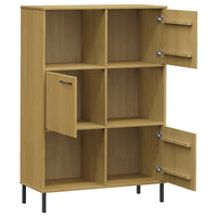 Libreria con Gambe Metallo Marrone 90x35x128,5 cm Massello OSLO