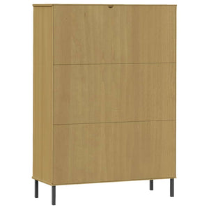 Libreria con Gambe Metallo Marrone 90x35x128,5 cm Massello OSLO