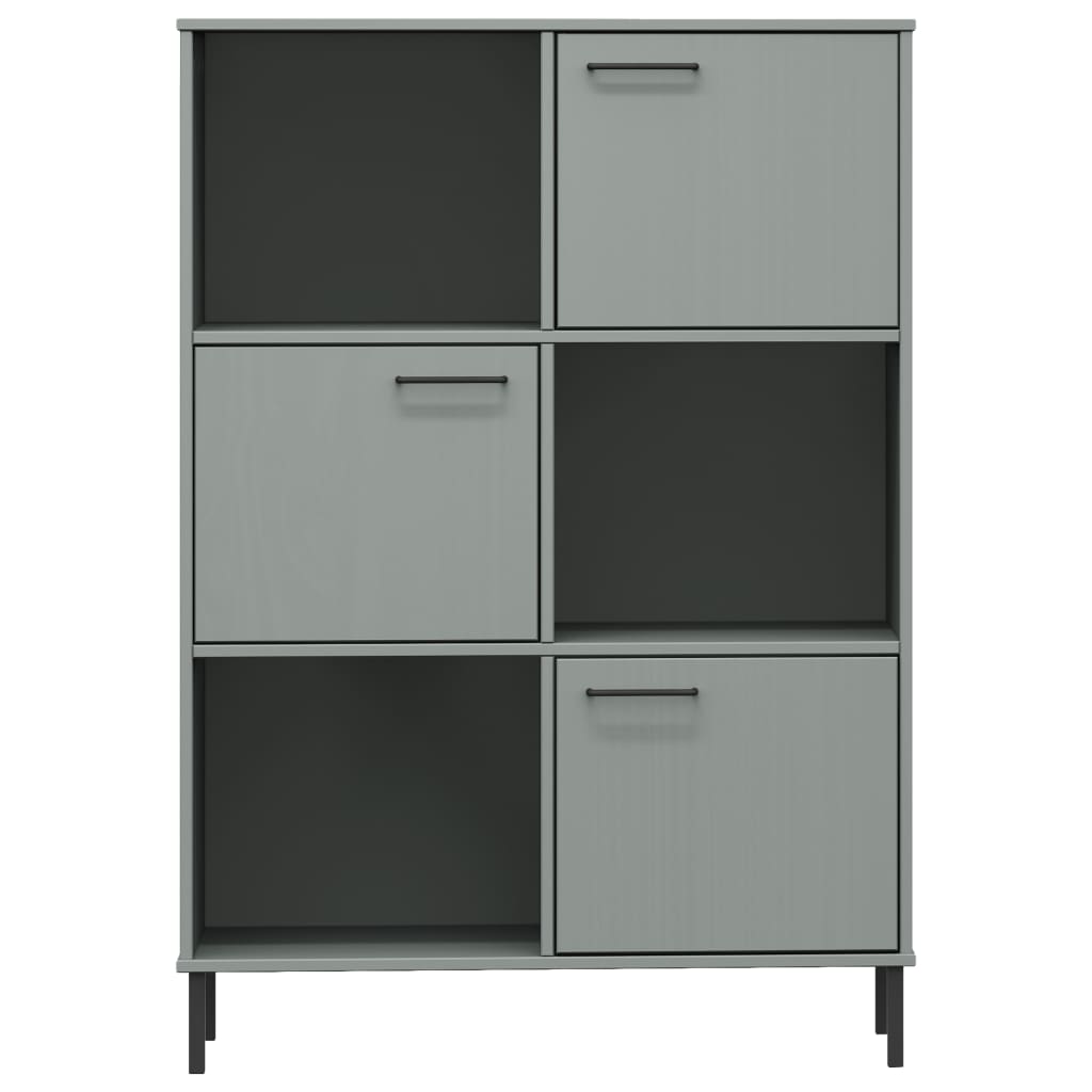 Libreria con Gambe Metallo Grigio 90x35x128,5 cm Massello OSLO