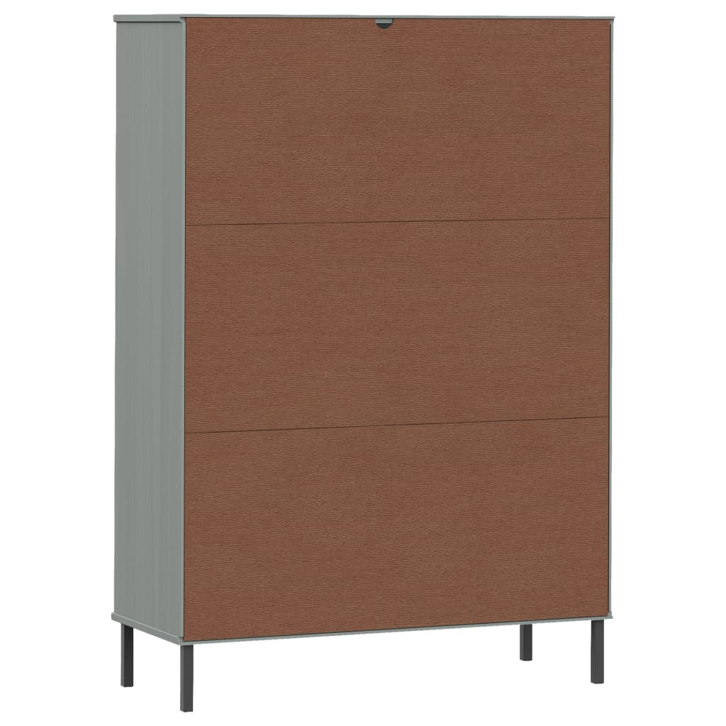 Libreria con Gambe Metallo Grigio 90x35x128,5 cm Massello OSLO