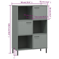 Libreria con Gambe Metallo Grigio 90x35x128,5 cm Massello OSLO