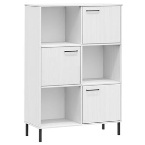 Libreria Gambe Metallo Bianco 90x35x128,5cm Legno Massello OSLO 351014