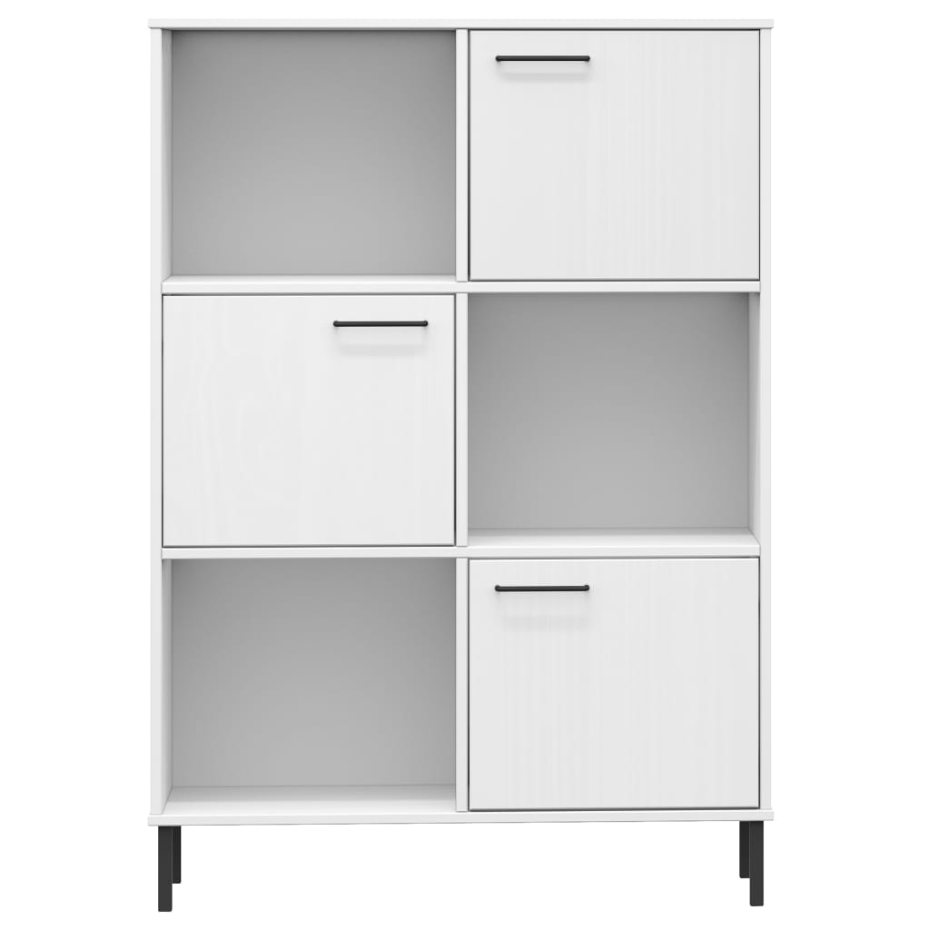 Libreria Gambe Metallo Bianco 90x35x128,5cm Legno Massello OSLO 351014