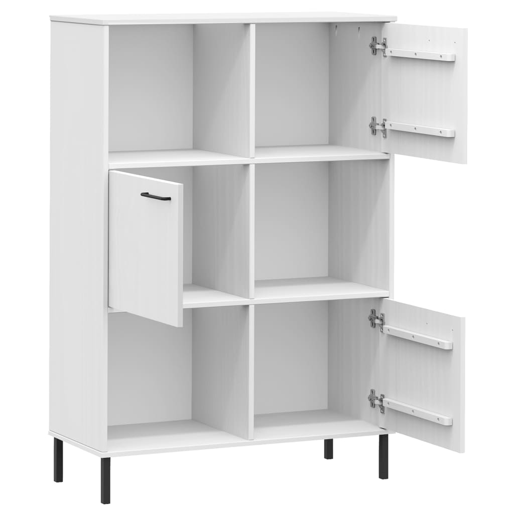 Libreria Gambe Metallo Bianco 90x35x128,5cm Legno Massello OSLO