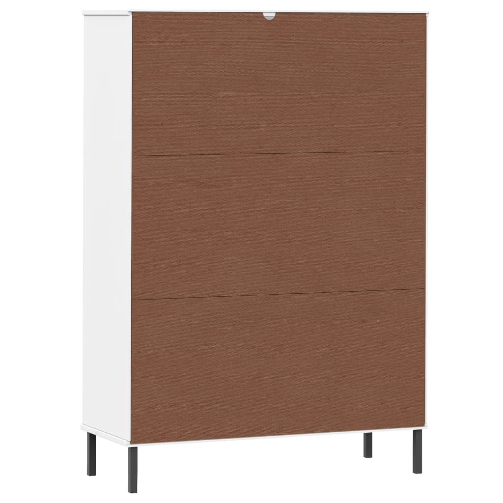 Libreria Gambe Metallo Bianco 90x35x128,5cm Legno Massello OSLO