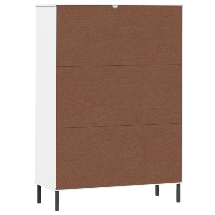 Libreria Gambe Metallo Bianco 90x35x128,5cm Legno Massello OSLO 351014