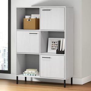 Libreria Gambe Metallo Bianco 90x35x128,5cm Legno Massello OSLO 351014